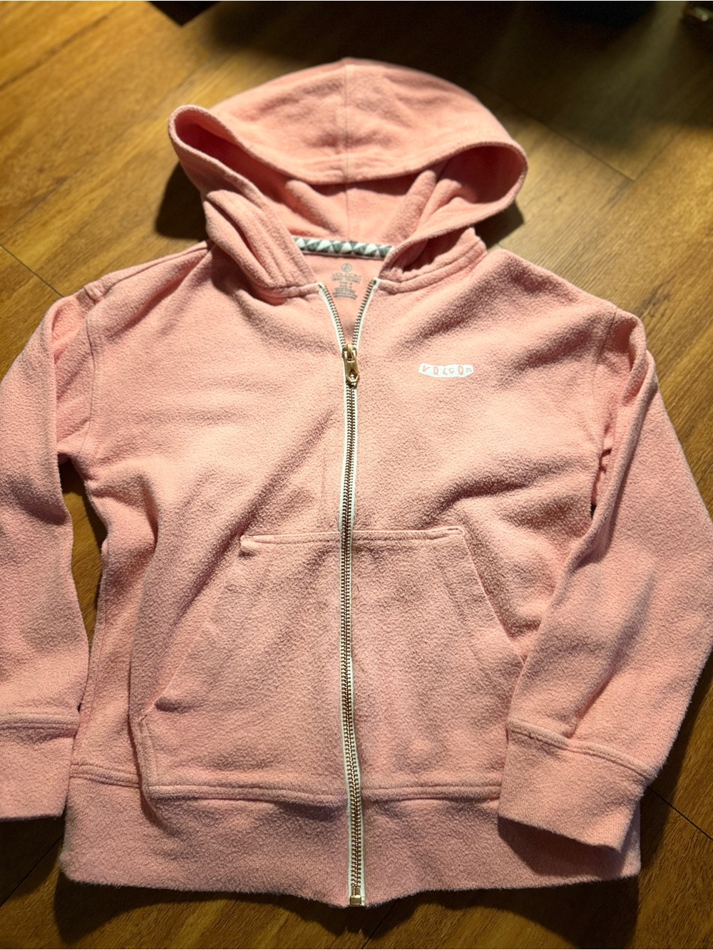 Volcom Pink Zip-Up Hooded Sweatshirt for Kids